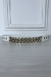 White belt with wide chain and snap back closure