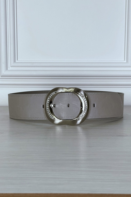 Gray belt with oval rhinestone buckle - 4