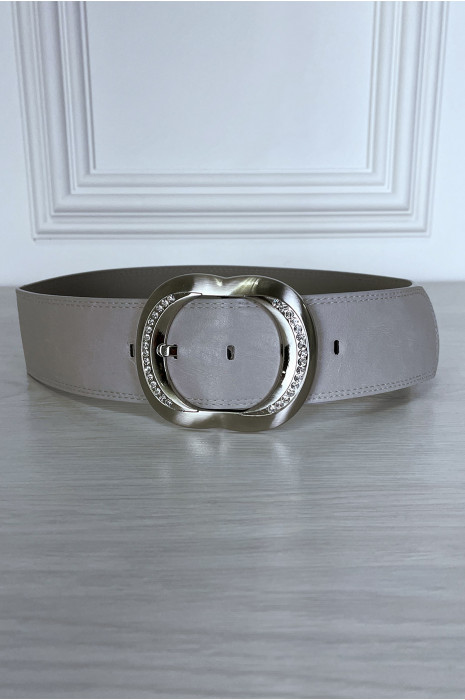 Ceinture grise à boucle ovale à strass - 6