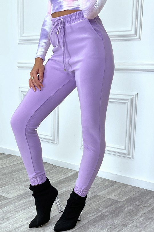 Purple elasticated cigarette cut pants - 6