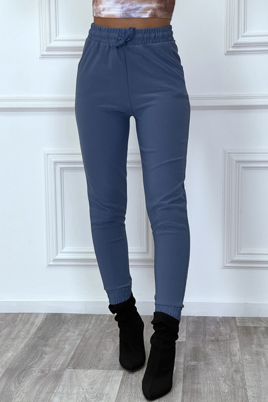 Blue cigarette cut trousers with elastic - 2