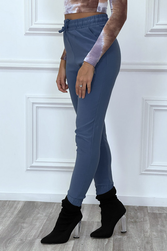 Blue cigarette cut trousers with elastic - 5