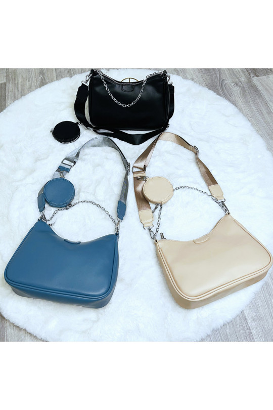 Blue shoulder bag and crossbody bag and round pouch - 8