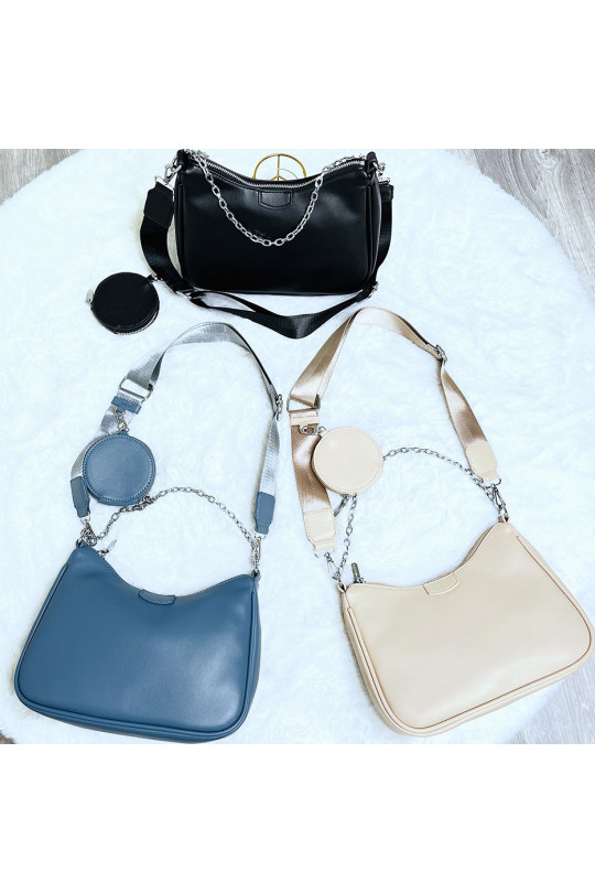 Blue shoulder bag and crossbody bag and round pouch - 9