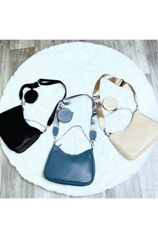 Blue shoulder bag and crossbody bag and round pouch - 10