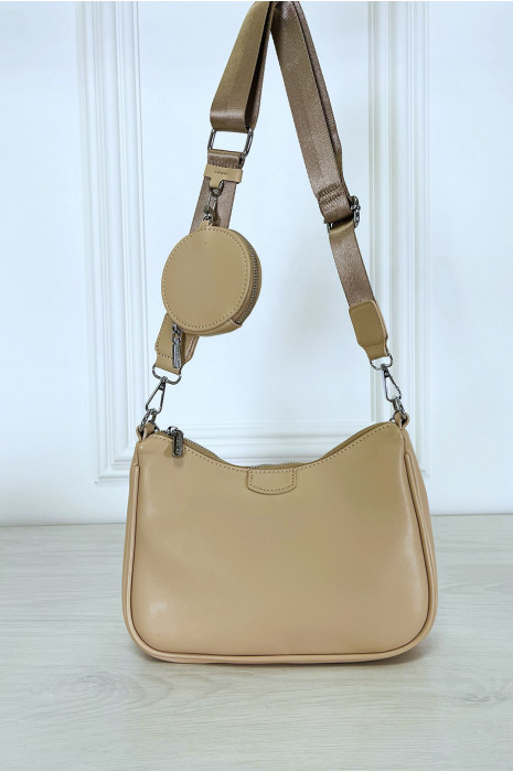 Beige handtas met schouder- en schouderband en rond etui - 3