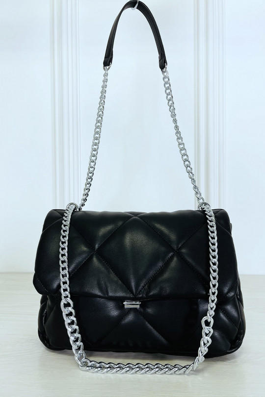 Black quilted chain shoulder handbag - 2