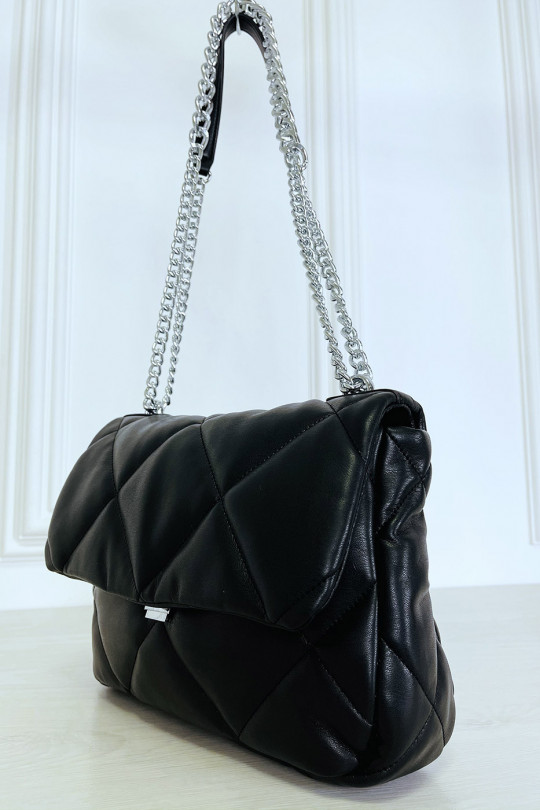 Black quilted chain shoulder handbag - 4