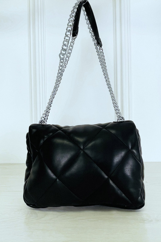 Black quilted chain shoulder handbag - 5