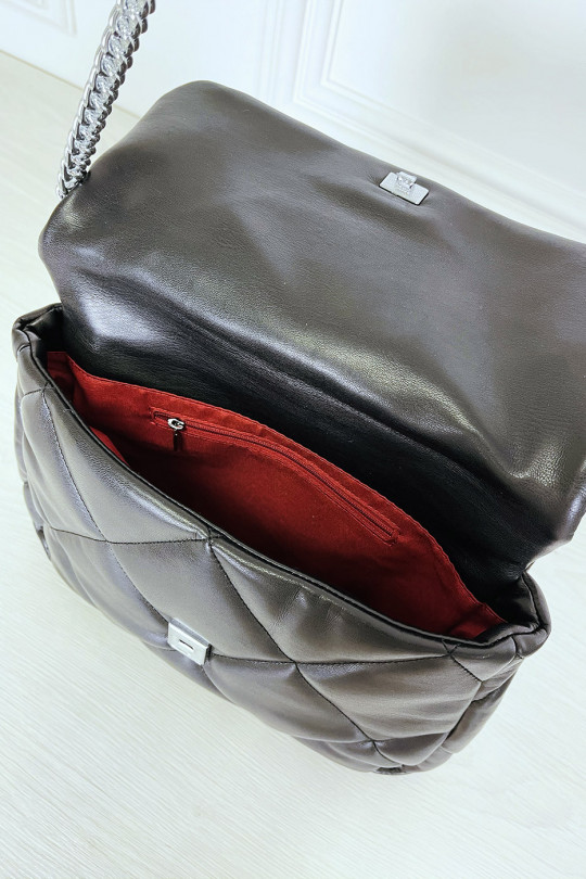 Black quilted chain shoulder handbag - 7