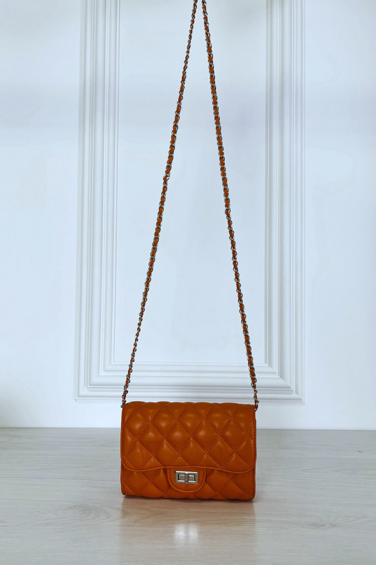 Mini sac à main orange matelassé à chaîne bandoulière - 2