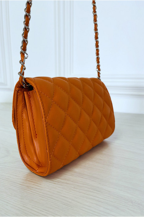 Mini sac à main orange matelassé à chaîne bandoulière - 6