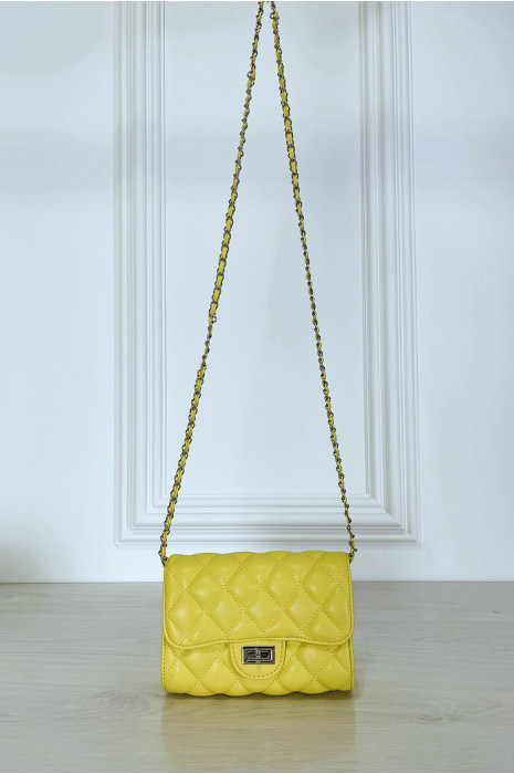Mini sac à main jaune matelassé à chaîne bandoulière - 2