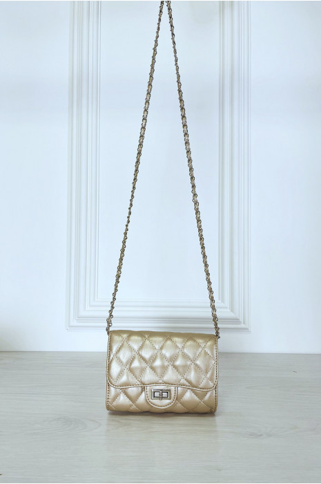 Mini sac à main doré matelassé à chaîne bandoulière - 2