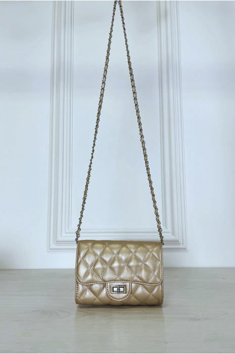 Mini sac à main doré matelassé à chaîne bandoulière - 3