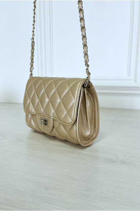 Mini sac à main doré matelassé à chaîne bandoulière - 6