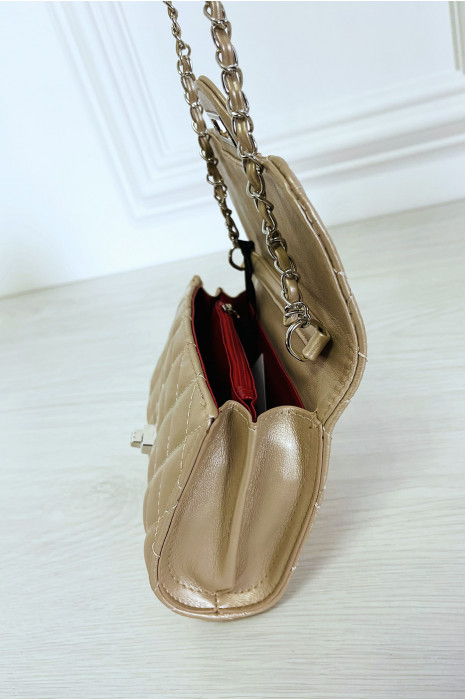 Mini sac à main doré matelassé à chaîne bandoulière - 9