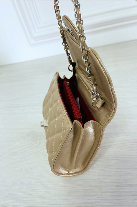 Mini sac à main doré matelassé à chaîne bandoulière - 10