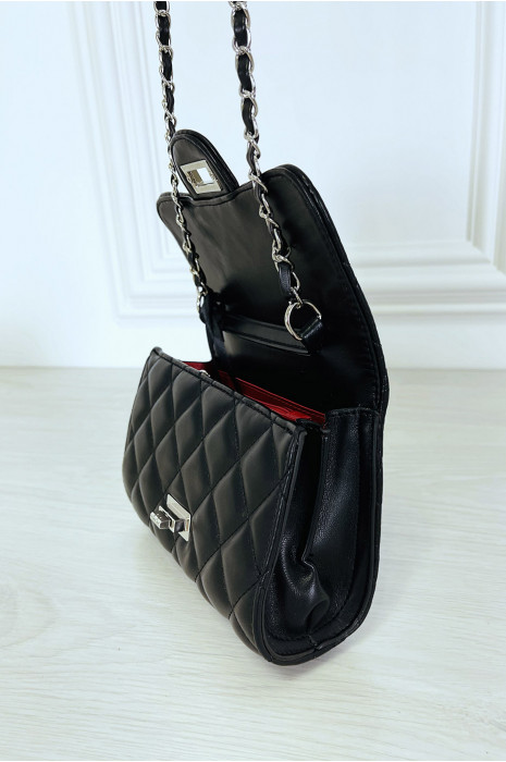 Mini sac à main noir matelassé à chaîne bandoulière - 2