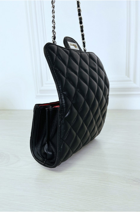 Mini sac à main noir matelassé à chaîne bandoulière - 4