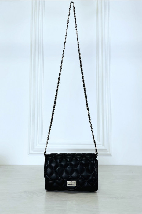 Mini sac à main noir matelassé à chaîne bandoulière - 5