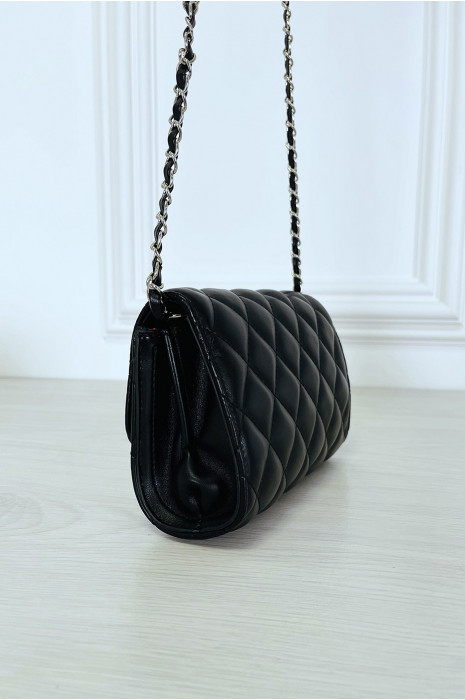 Mini sac à main noir matelassé à chaîne bandoulière