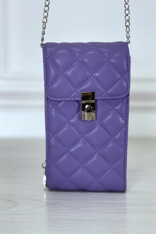 Pochette portefeuille violette à chaîne bandoulière - 1
