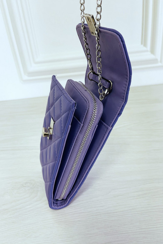 Pochette portefeuille violette à chaîne bandoulière - 6