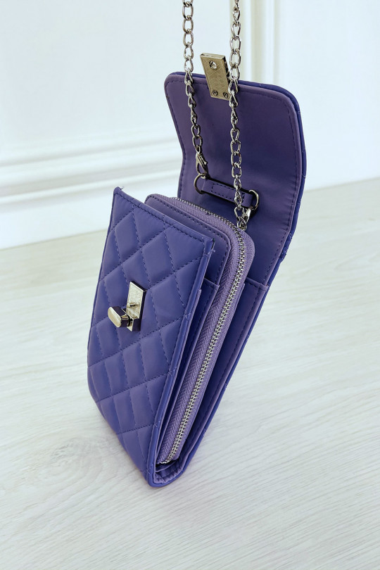 Pochette portefeuille violette à chaîne bandoulière - 7