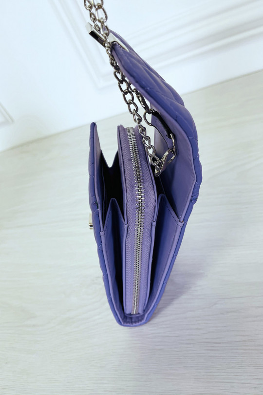 Pochette portefeuille violette à chaîne bandoulière - 8