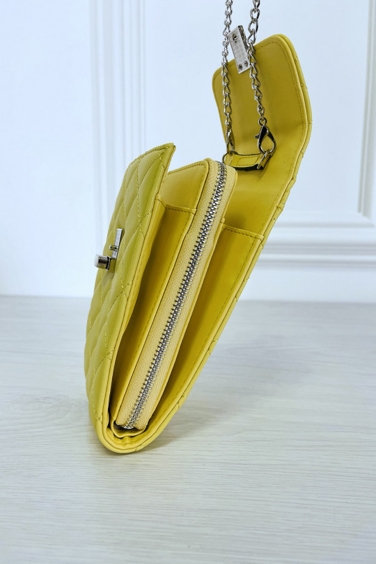 Pochette portefeuille jaune à chaîne bandoulière - 5