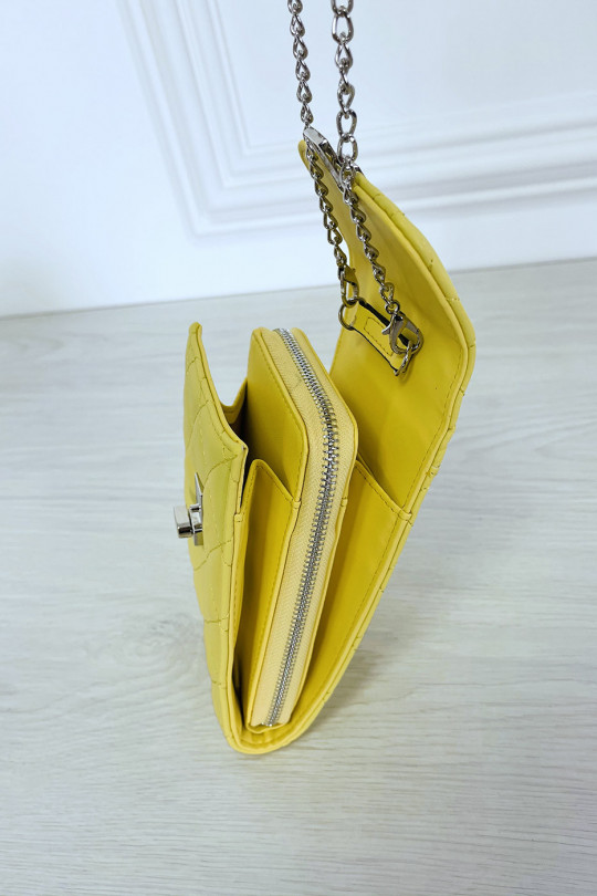 Pochette portefeuille jaune à chaîne bandoulière - 6