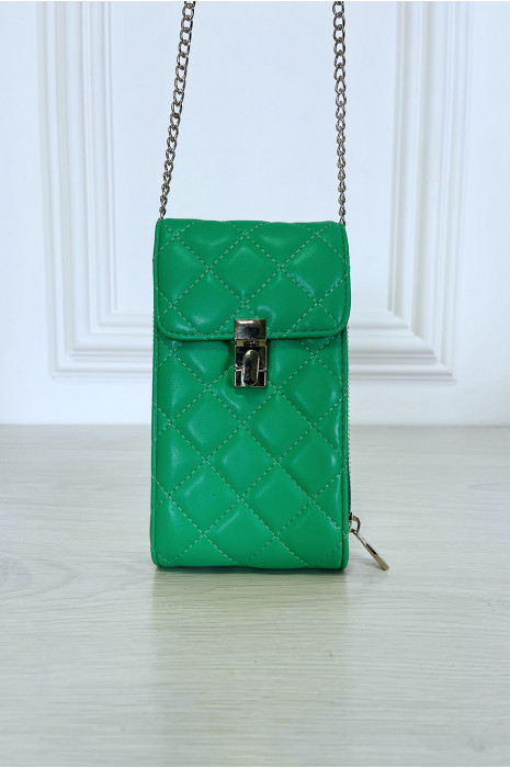 Pochette portefeuille verte à chaîne bandoulière - 1