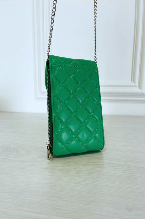 Pochette portefeuille verte à chaîne bandoulière - 3