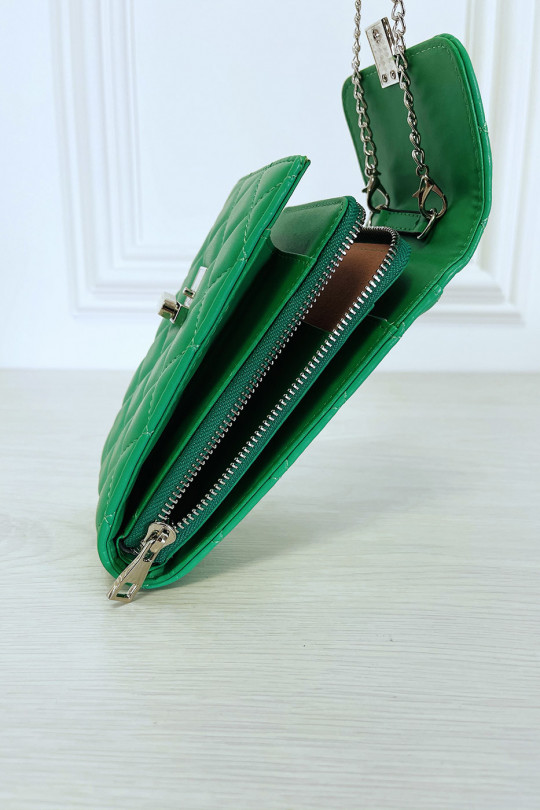 Pochette portefeuille verte à chaîne bandoulière - 4