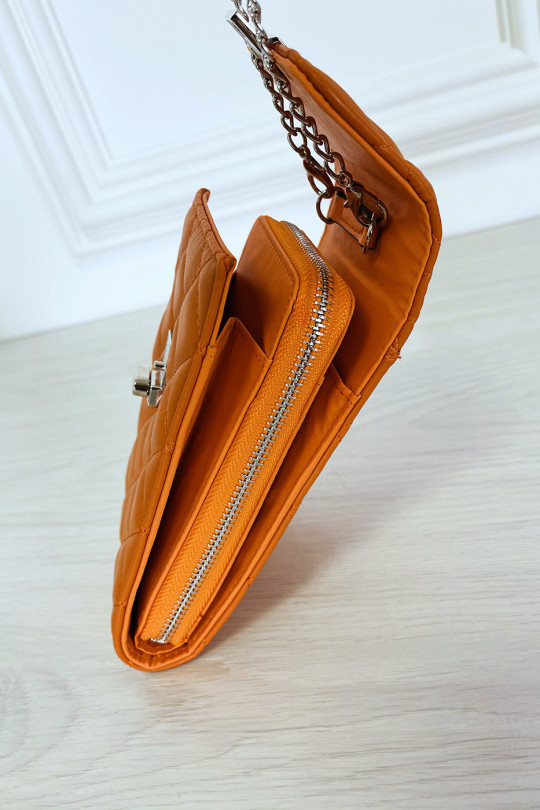 Pochette portefeuille orange à chaîne bandoulière - 4
