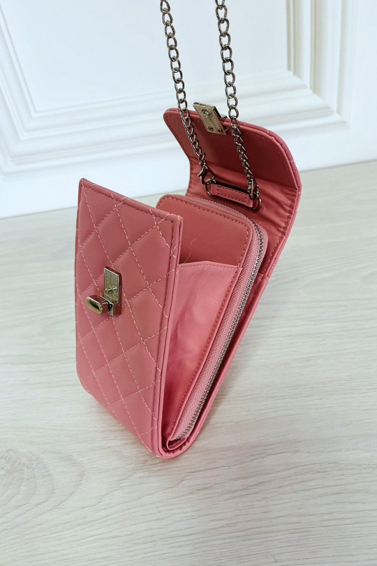 Pochette portefeuille rose cha ne bandouli re