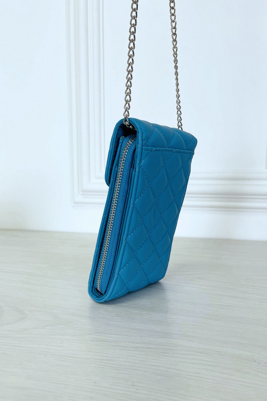 Pochette portefeuille bleu à chaîne bandoulière - 4