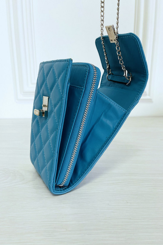 Pochette portefeuille bleu à chaîne bandoulière - 5