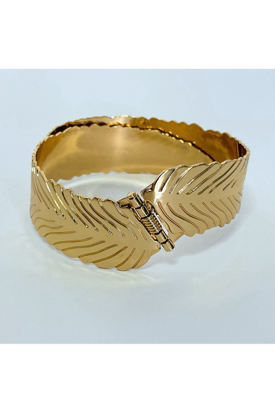 Bracelet doré en forme de feuille rétractable - 1