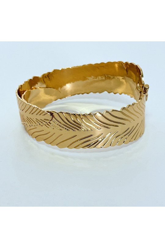 Bracelet doré en forme de feuille rétractable - 2