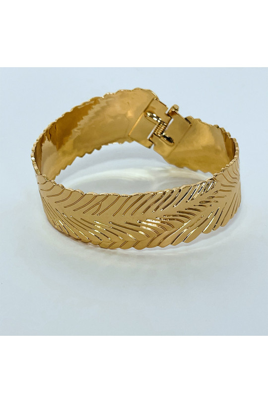 Bracelet doré en forme de feuille rétractable - 3