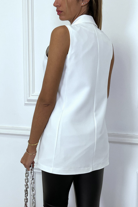 BlBBer white sleeveless crossed and buttoned at the front - 7