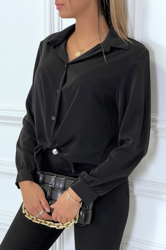 Zwart shirt met schoudervullingen in een mooi vallend materiaal - 3
