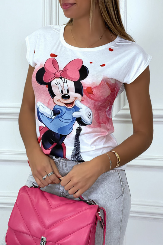 White t-shirt with pink little mouse designs - 2