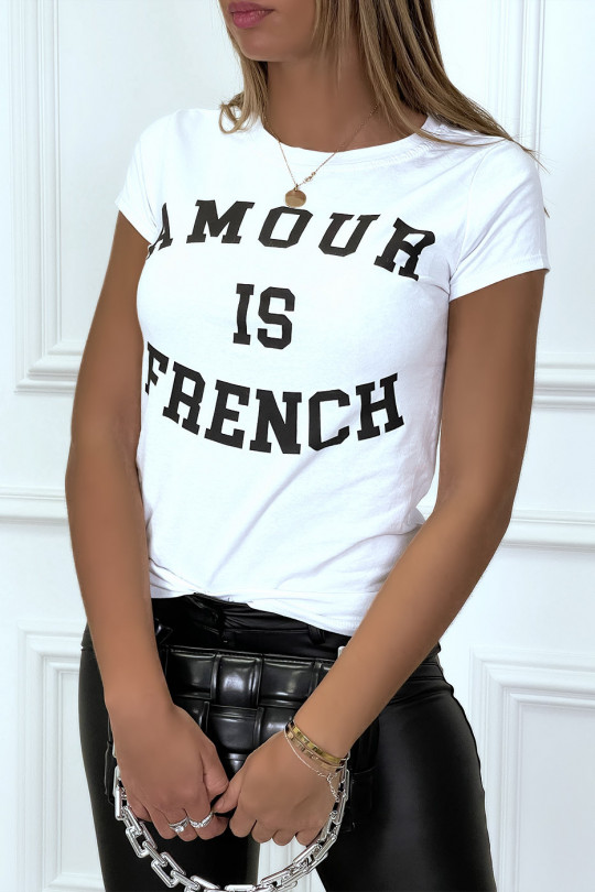 T -shirt blanc avec écriture AMOUR IS FRENCH - 1