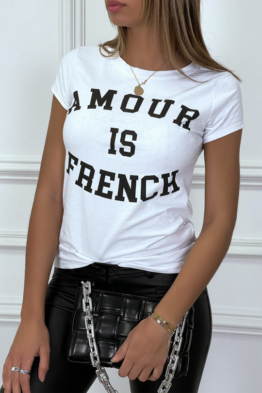 T -shirt blanc avec écriture AMOUR IS FRENCH - 2