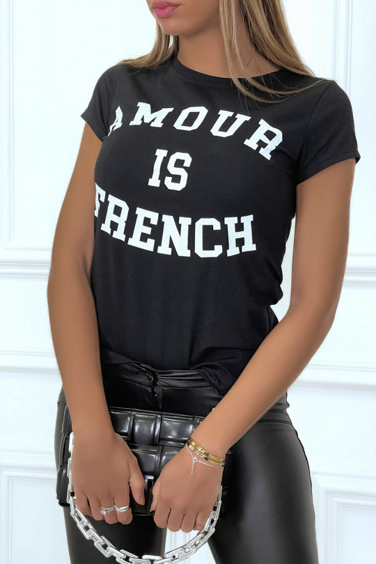 T -shirt noir avec écriture AMOUR IS FRENCH - 2