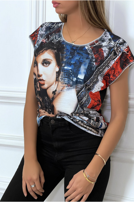 Women's black street art print t-shirt - 3