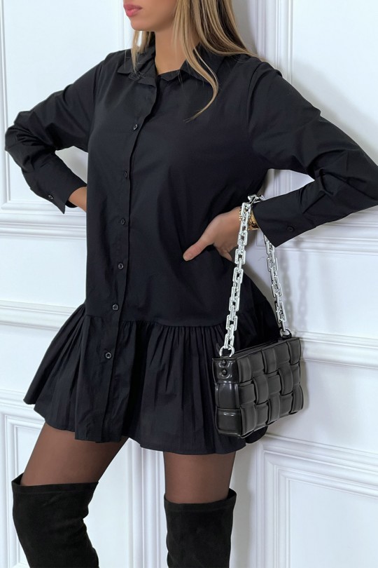 Black shirt dress pleated at the bottom and flared - 6